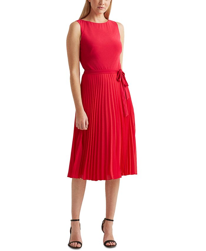 Polo ralph lauren pleated hot sale georgette dress