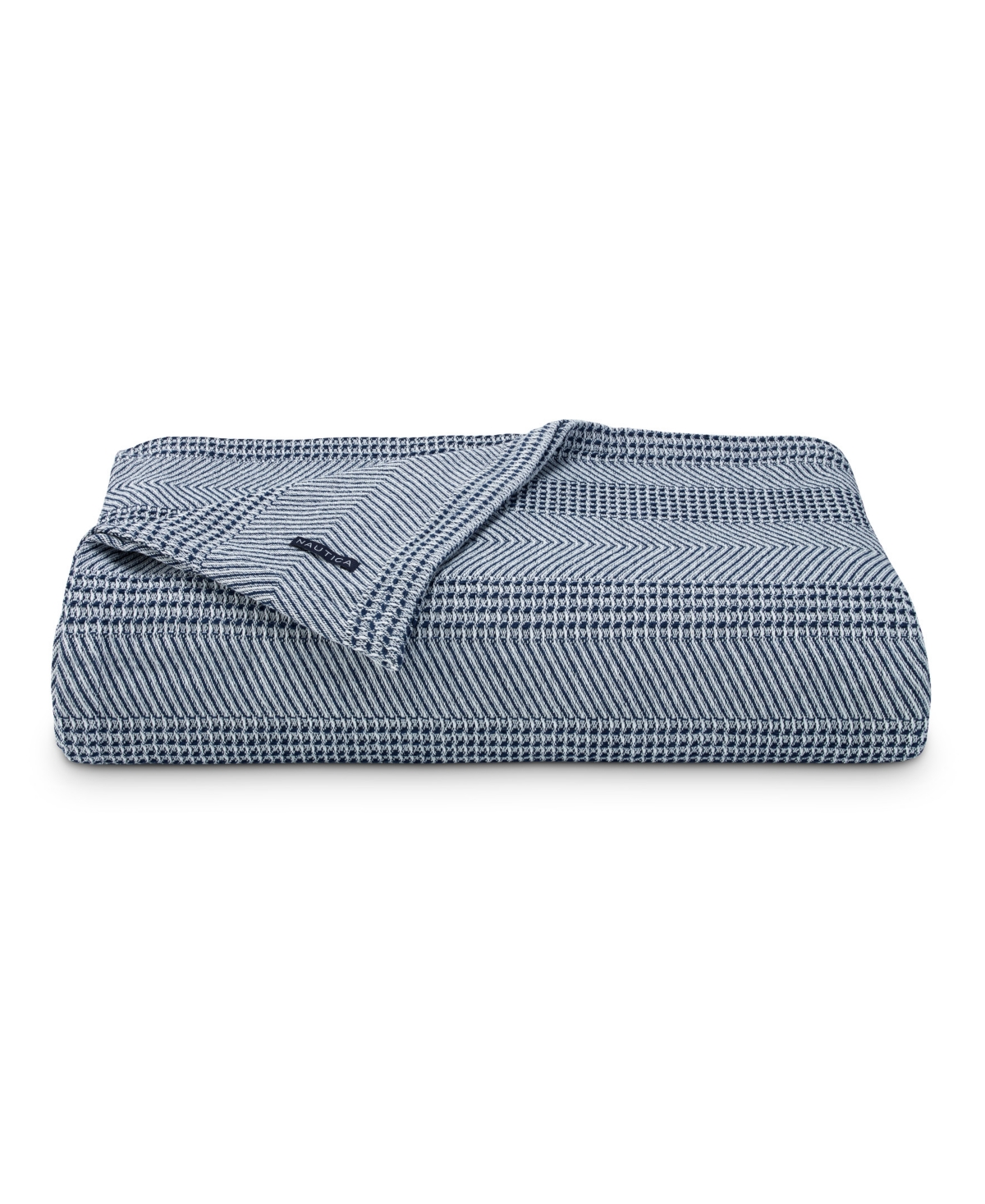 Nautica Chevron Stripe Yarn Dye Cotton Blanket, Full/queen Bedding In Blue