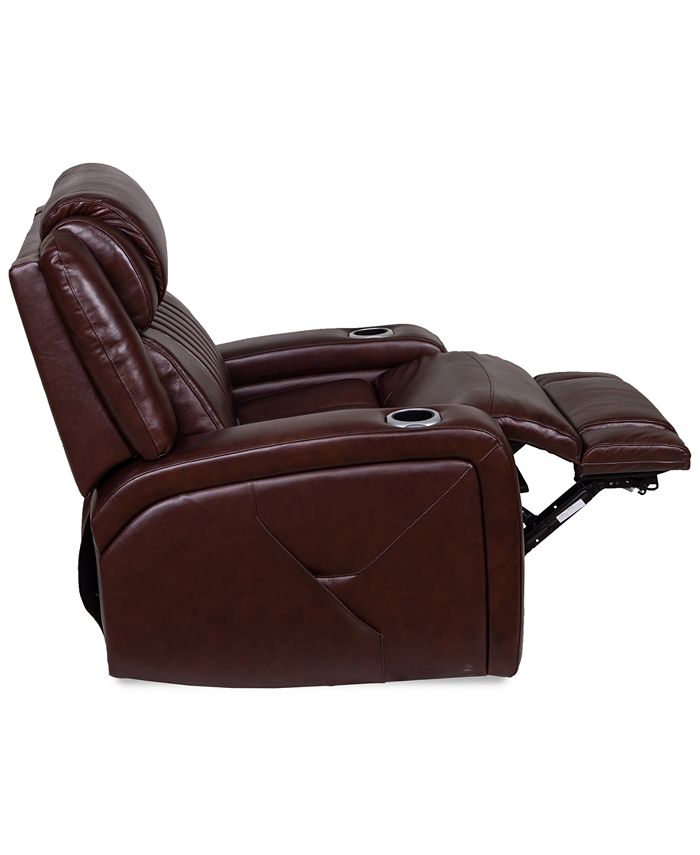 Furniture CLOSEOUT! Henriel Leather Power Recliner with Air Massager Macy's