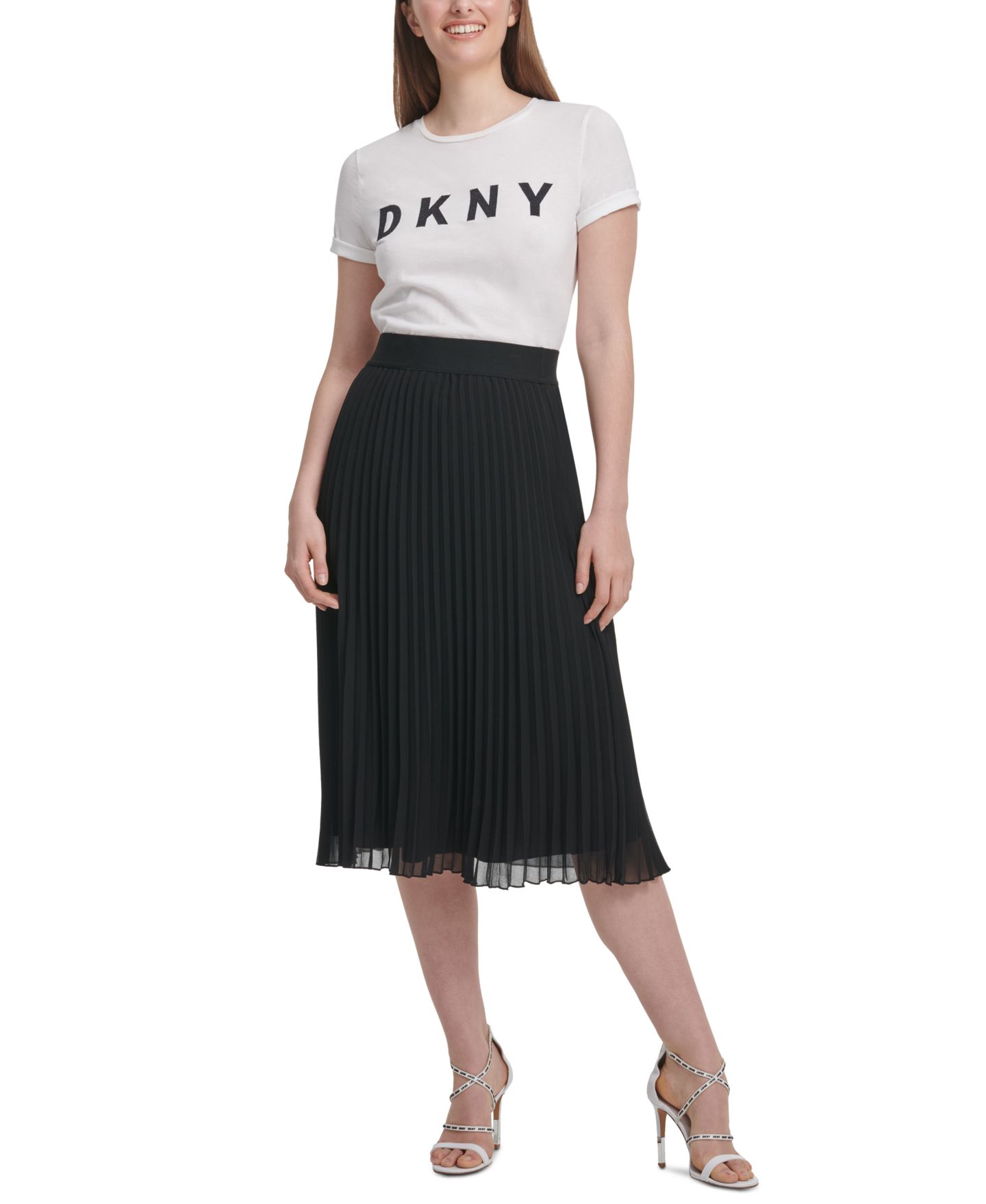 Женская юбка DKNY Pleated Midi, цвет: Чёрный — фото 14