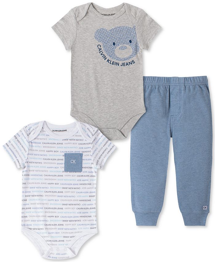 Calvin Klein Baby Boys 3Pc. Bodysuits & Pants Set Macy's