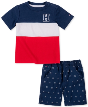 Tommy Hilfiger Baby Boys 2-Pc Wide Stripe T-Shirt & Printed Shorts Set