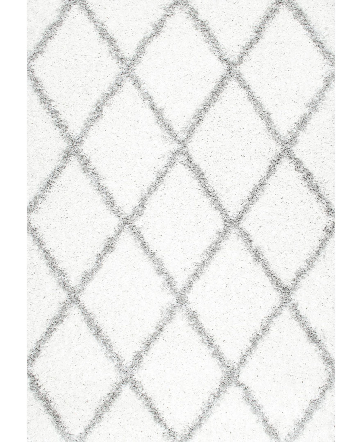 nuLoom Easy Shag Cozy Soft and Plush Diamond Trellis 6'7in x 9' Area Rug - White