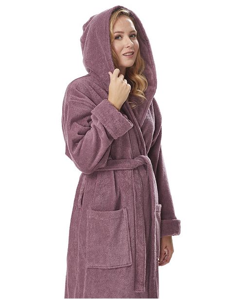 Arus Women S Organic Hooded Full Length Turkish Cotton Bathrobe