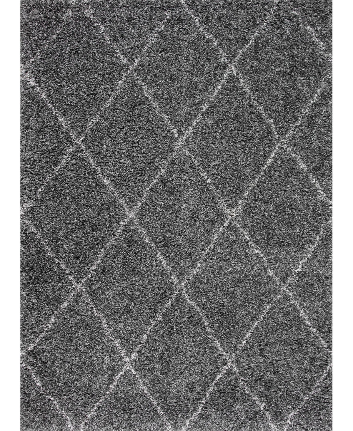 nuLoom Easy Shag Cozy Soft and Plush Diamond Trellis 6'7in x 9' Area Rug - Gray