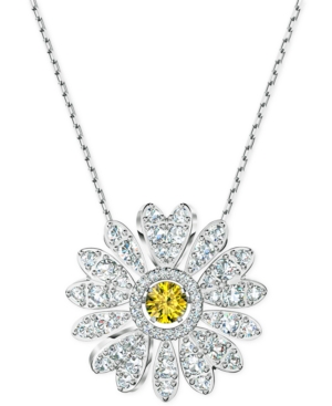 image of Swarovski Silver-Tone Eternal Flower Pendant Necklace, 19-5/8