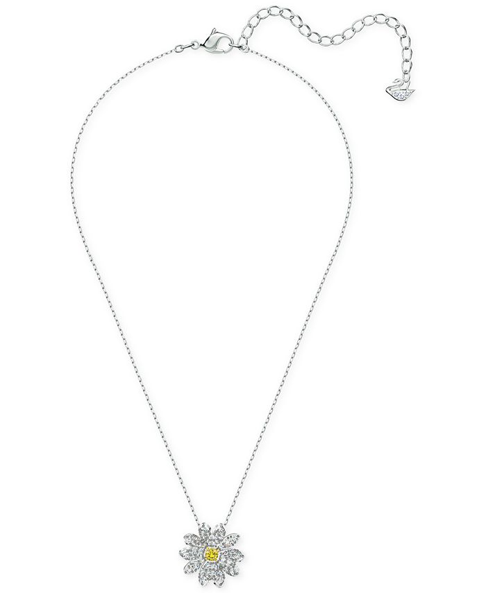 Swarovski SilverTone Eternal Flower Pendant Necklace, 147/8" + 2" extender Macy's