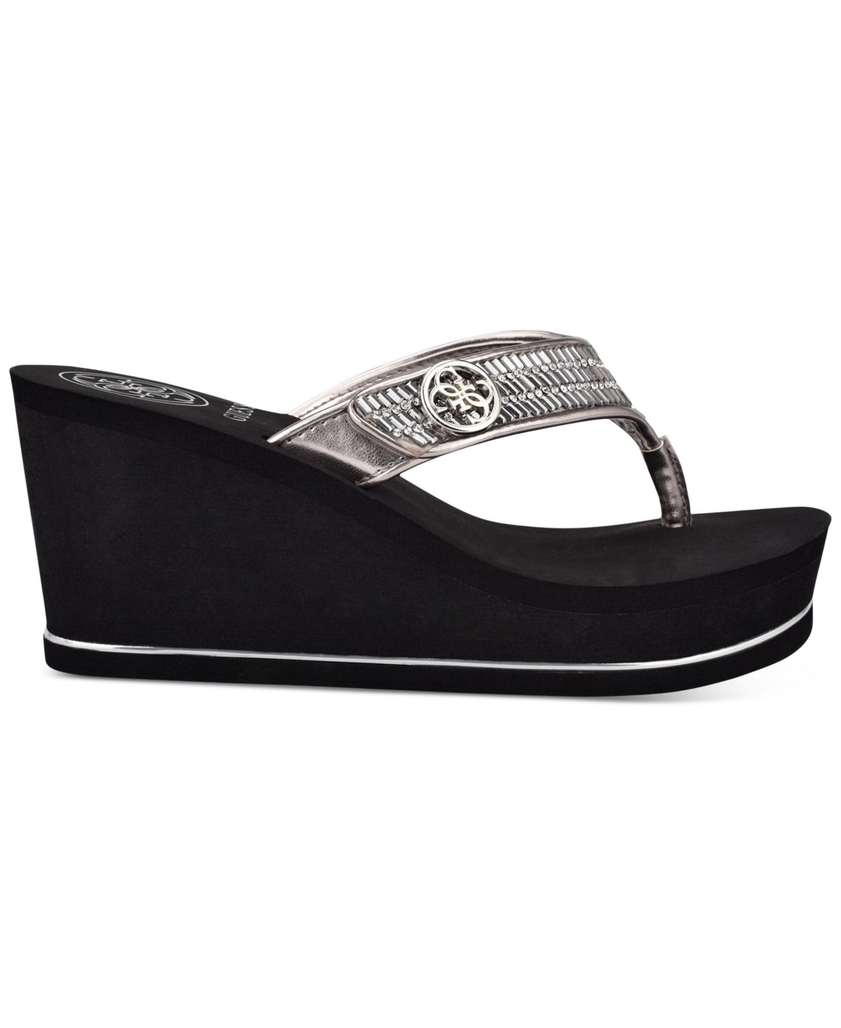 Guess Women's Sarraly Eva Logo Wedge Sandals In Disco Rhinestone