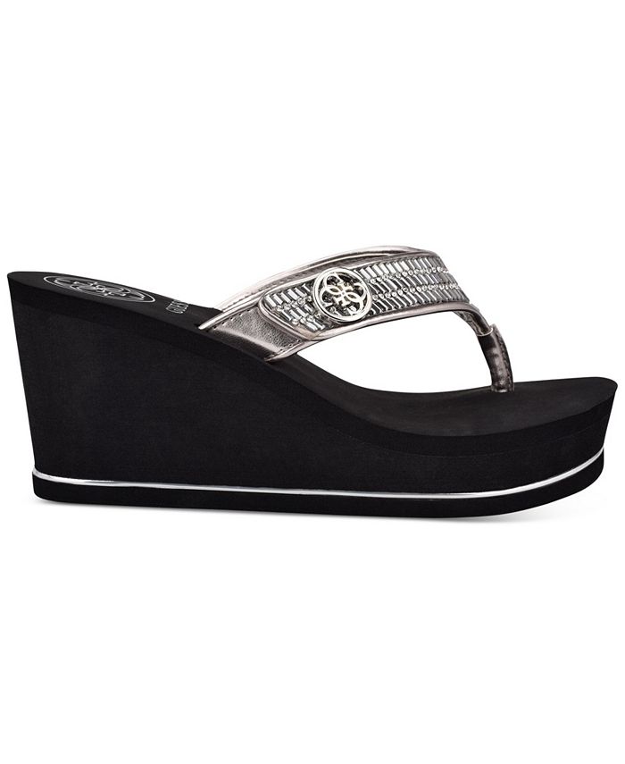 GUESS Women's Sarraly Eva Logo Wedge Sandals Macy's