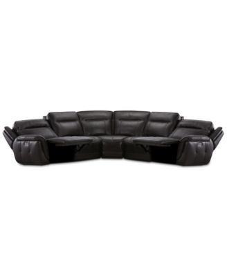 Lenardo 5-Pc. Leather Sectional with 2 Power Motion Recliners, Created for Macy's