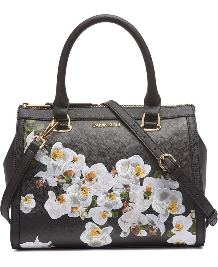 calvin klein janae orchid logo print satchel Hi Tech Services