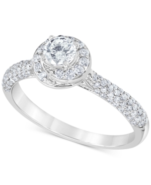 image of Diamond Swirl Halo Engagement Ring (3/4 ct. t.w.) in 14k White Gold