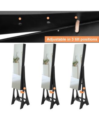 LED Jewelry Cabinet Organizer Bevel Edge Mirrored Standing