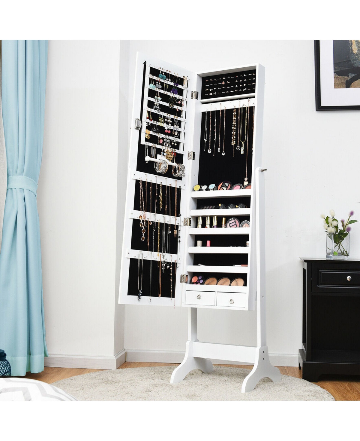 Costway Mirrored Jewelry Cabinet Storage Organizer Box Drawers