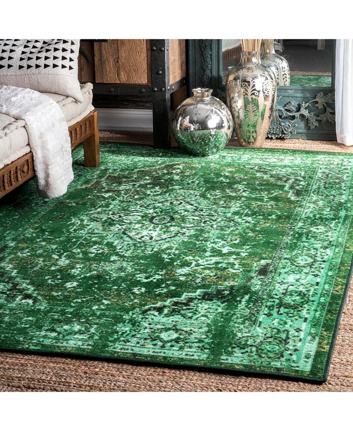 nuLoom Giza Vintage-Inspired Persian Reiko Green 8' x 10' Area Rug - Macy's