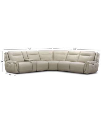 Lenardo 6-Pc. Leather Sectional with 3 Power Recliners and Console, Created for Macy's