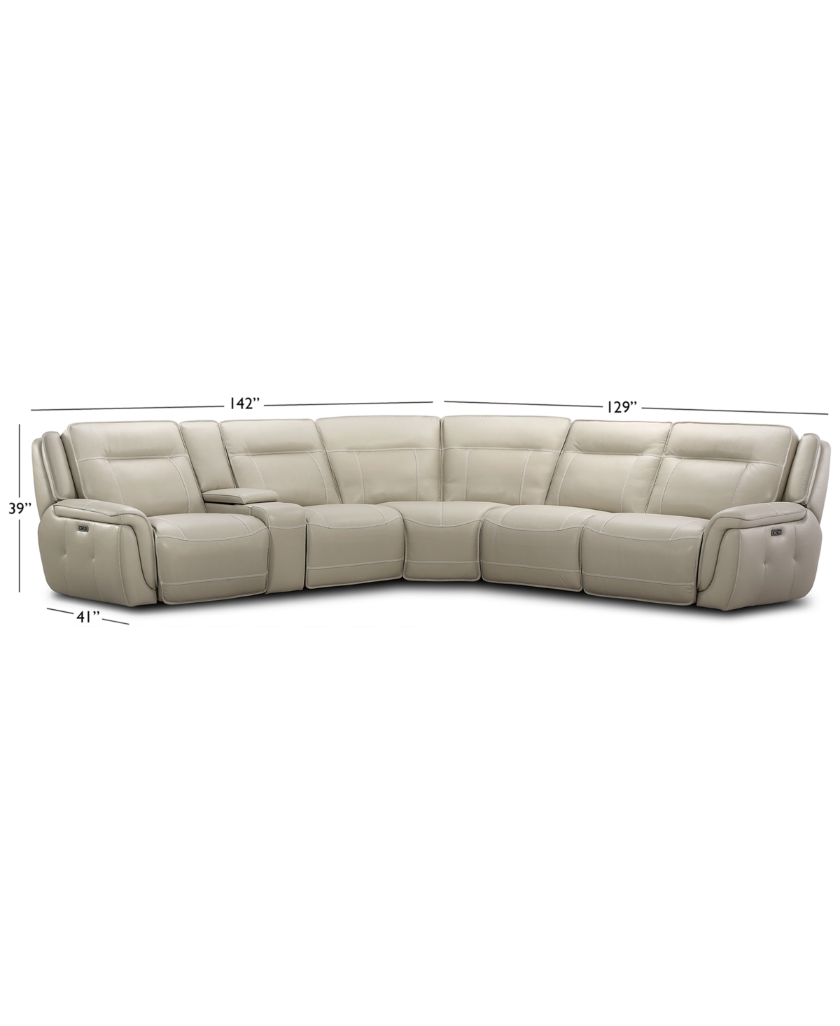 Lenardo 6-Pc. Leather Sectional with 3 Power Recliners and Console, Created for Macy's