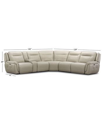 Furniture - Lenardo 6-Pc. Leather Sectional with 3 Power Recliners and Console