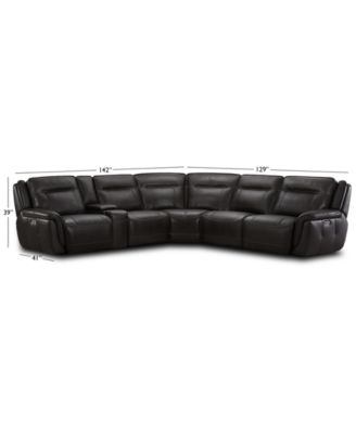 Lenardo 6-Pc. Leather Sectional with 3 Power Recliners and Console