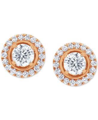 Macy's - Diamond Halo Cluster Stud Earrings (2 ct. t.w.) in 14k Rose Gold