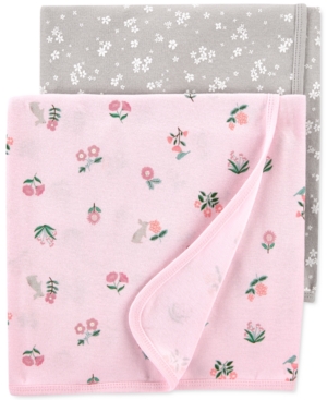 Carter's Baby Girls 2-pk. Floral-print Cotton Receiving Blankets In Multi
