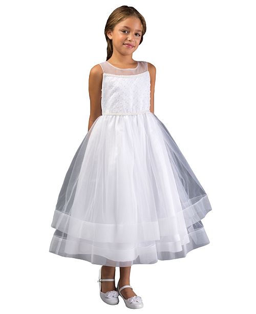 Bonnie Jean Big Girl Beaded Illusion Communion Dress Reviews All Girls Dresses Kids Macy S