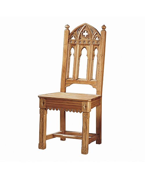 Design Toscano Sudbury Hand Carved Solid Pine Gothic Side Chair
