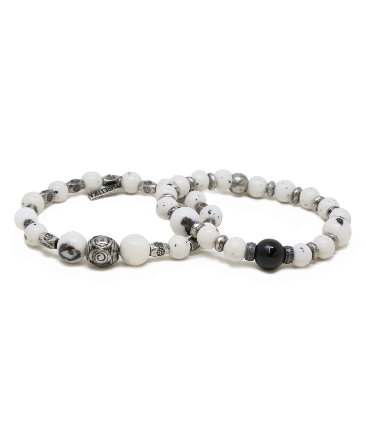 Dalmatian Jade Beaded Bracelet, Pack of 2. - Multi