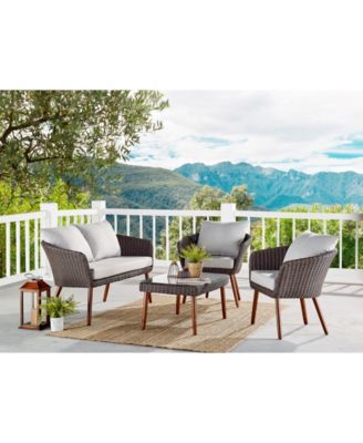 Athens All-Weather Wicker Seat Outdoor Bench with Cushions