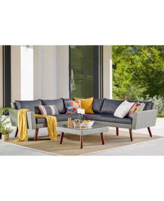 Albany All-Weather Wicker Outdoor Square Coffee Table with Glass Top