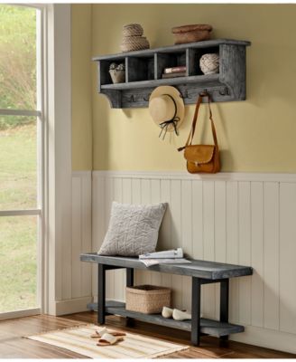 Pomona Metal and Wood Entryway Coat Hook with Storage Cubbies