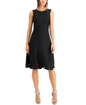 calvin klein black fit and flare dress