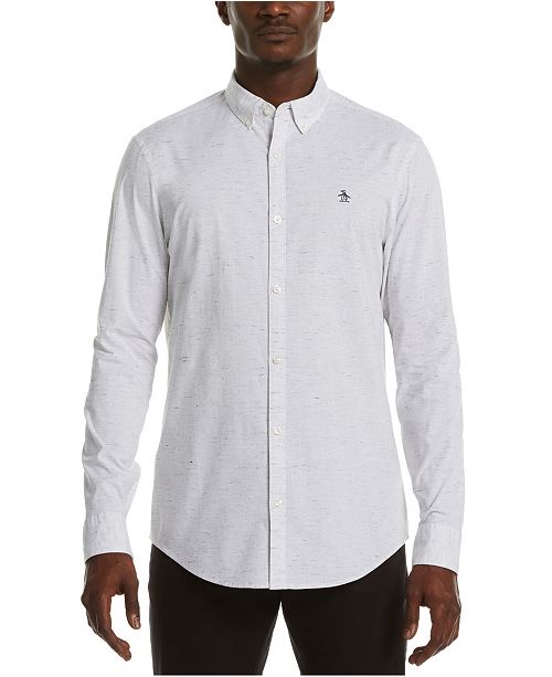 Original Penguin Men S Solid Stretch Long Sleeve Button Down Shirt