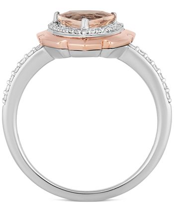 Enchanted Disney Fine Jewelry - Morganite (1-1/6 ct. t.w.) & Diamond (1/5 ct. t.w.) Aurora Two-Tone Ring in Sterling Silver & 14k Rose Gold