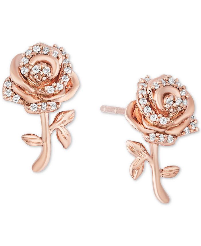 Enchanted Disney Fine Jewelry Enchanted Disney Diamond Rose Belle Stud