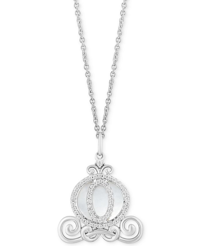 Enchanted Disney Fine Jewelry - Villains Black Rutile Quartz (4-5/8 ct. t.w.) & Diamond (1/4 ct. t.w.) Maleficent Mirror Pendant Necklace in Sterling Silver, 16" + 2"