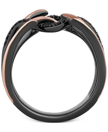 Enchanted Disney Fine Jewelry - Diamond Maleficent Villains Ring (1/5 ct. t.w.) in 14k Rose Gold & Black Rhodium-Plated Sterling Silver