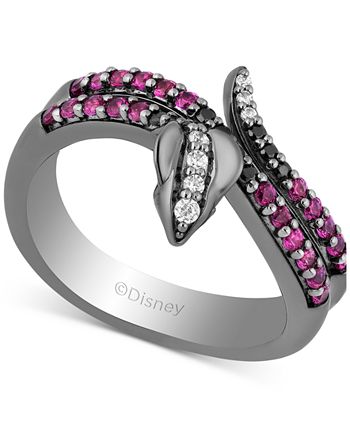 Details about   Enchanted Disney Villains 2 Ct Oval Cut Diamond Snake Black Rhodium Plated Ring