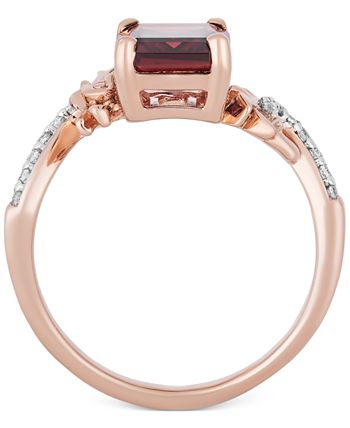 Enchanted Disney Fine Jewelry - Rhodolite Garnet (3-3/4 ct. t.w.) & Diamond (1/10 ct. t.w.) Mulan Dragon Ring in 14k Rose Gold