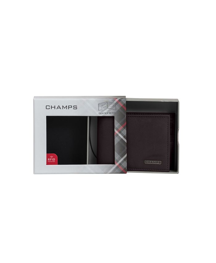 CHAMPS Men's Leather RFID Center-Wing Wallet in Gift Box & Reviews ...