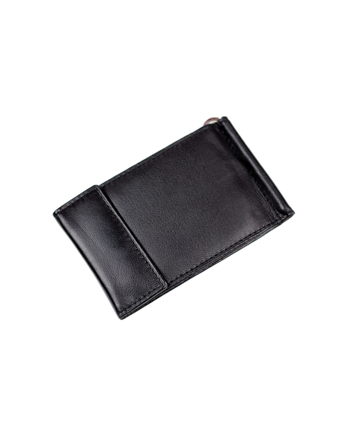 Men's Champs Genuine Leather Bill Fold Money Clip with Snap Closure - Black