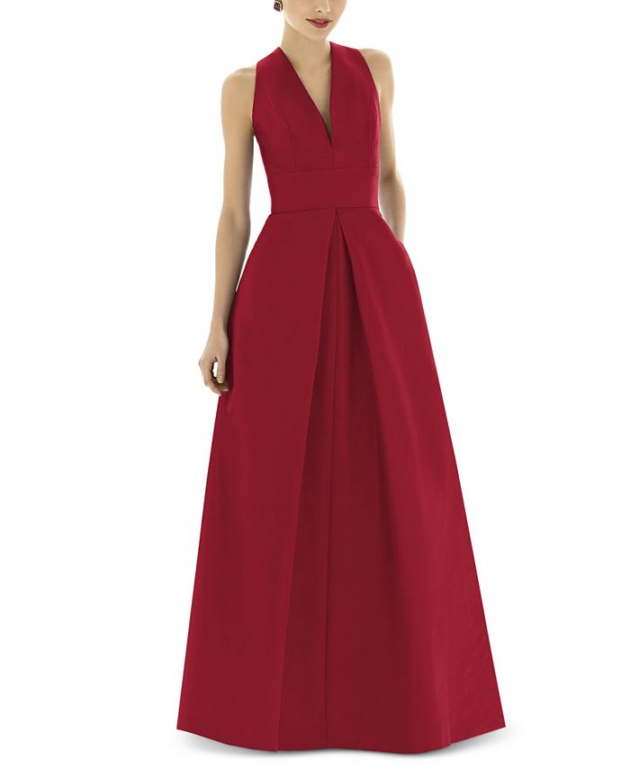 Alfred Sung - Pleat-Skirt A-Line Gown