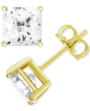 image of Essentials Fine Silver Plated Square Cubic Zirconia Stud Earrings