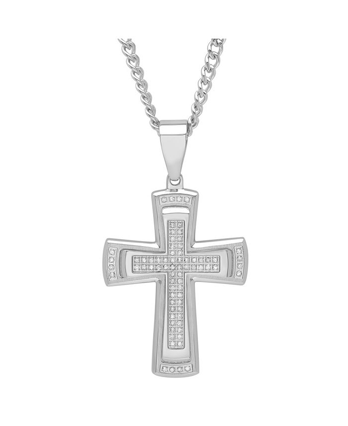 C&C Jewelry Macy's Men's Stacked Cross Pendant Necklace - Macy's