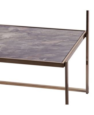 Hayle Mirrored Side Table with Faux Stone Glass