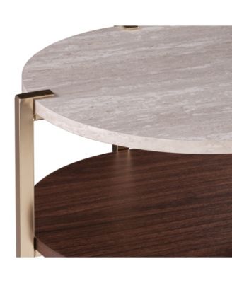 Valera Round End Table with Faux Marble Top