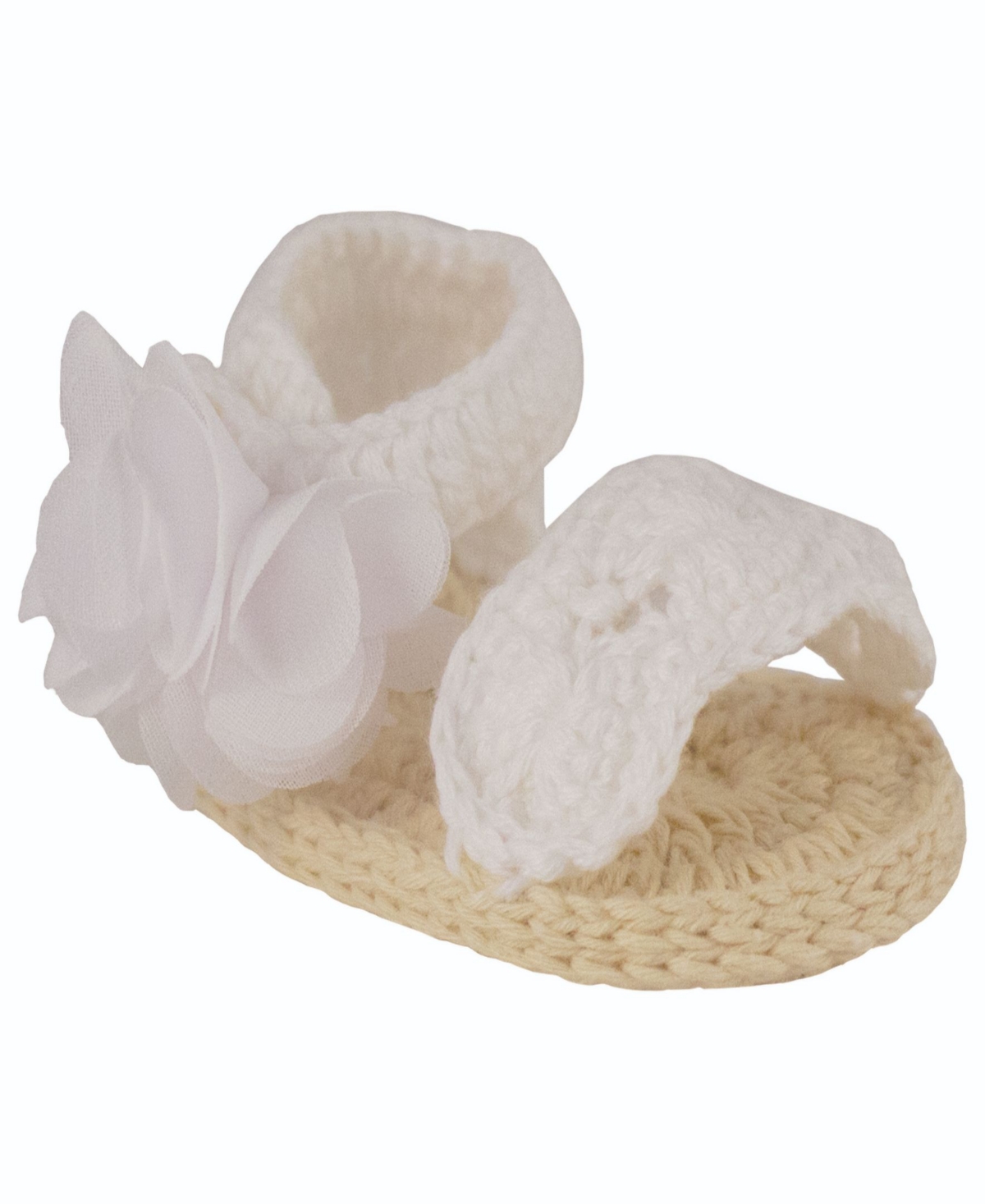 Baby Deer Baby Girls Crochet Sandal With Scallop Trim In White