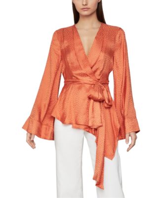 BCBGMAXAZRIA - Textured Satin Wrap Top