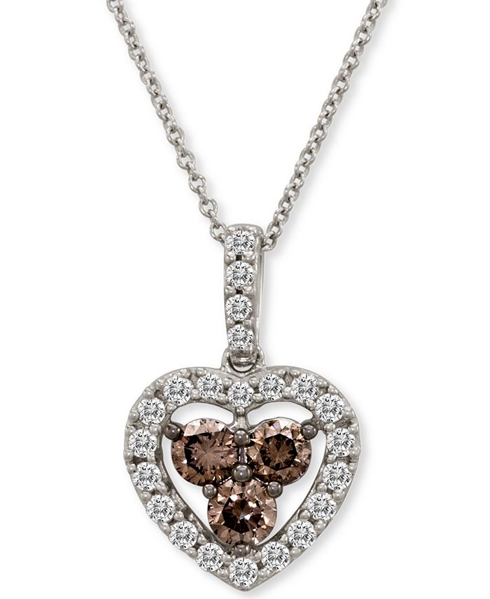 Le Vian - Diamond Heart 18" Pendant Necklace (1 ct. t.w.) in 14k White Gold