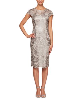 Alex Evenings Sequin Lace Sheath Dress 